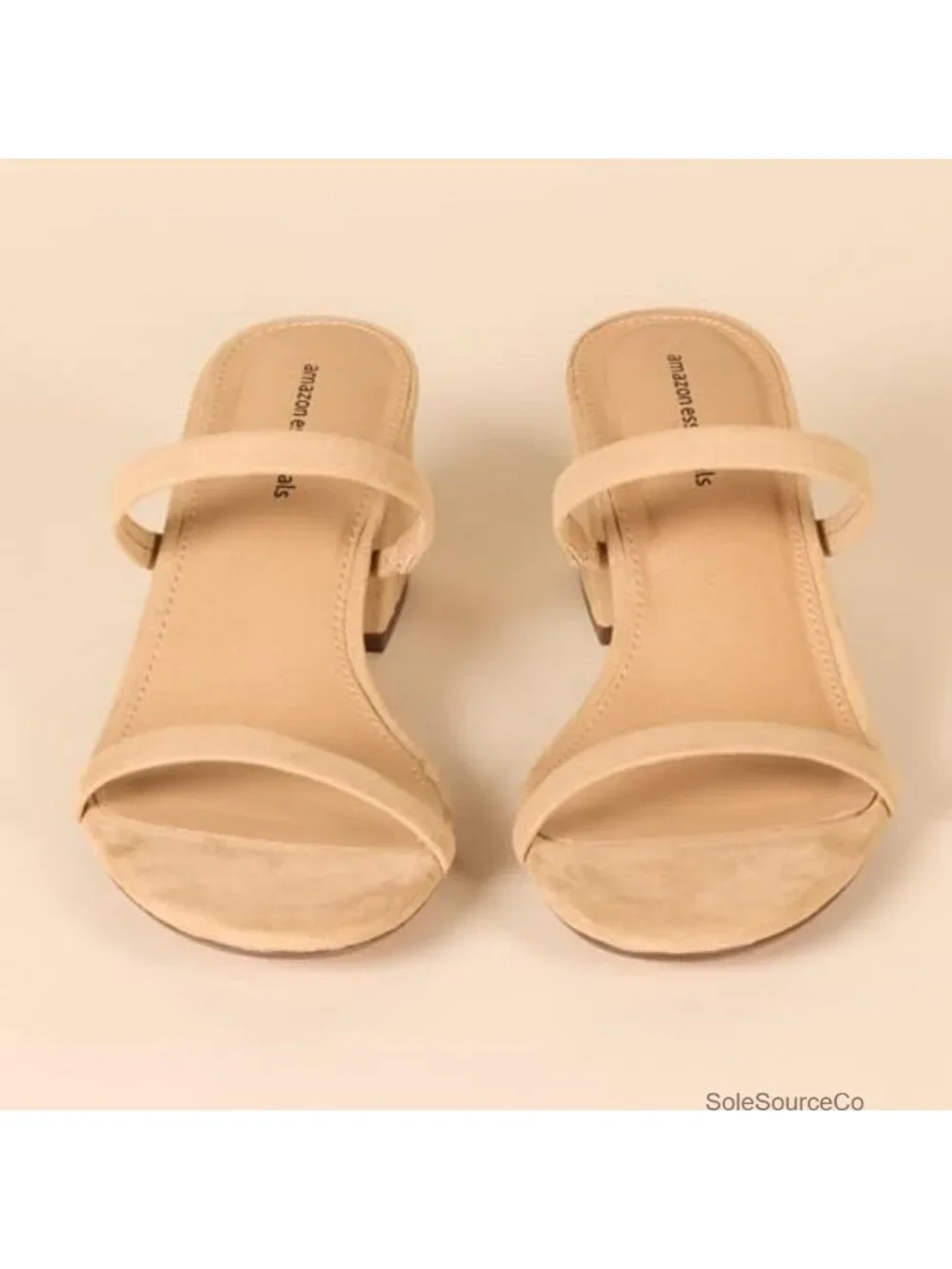 Thin Two Strap Block Heel Sandals with Memory Foam Insole, Non-Slip